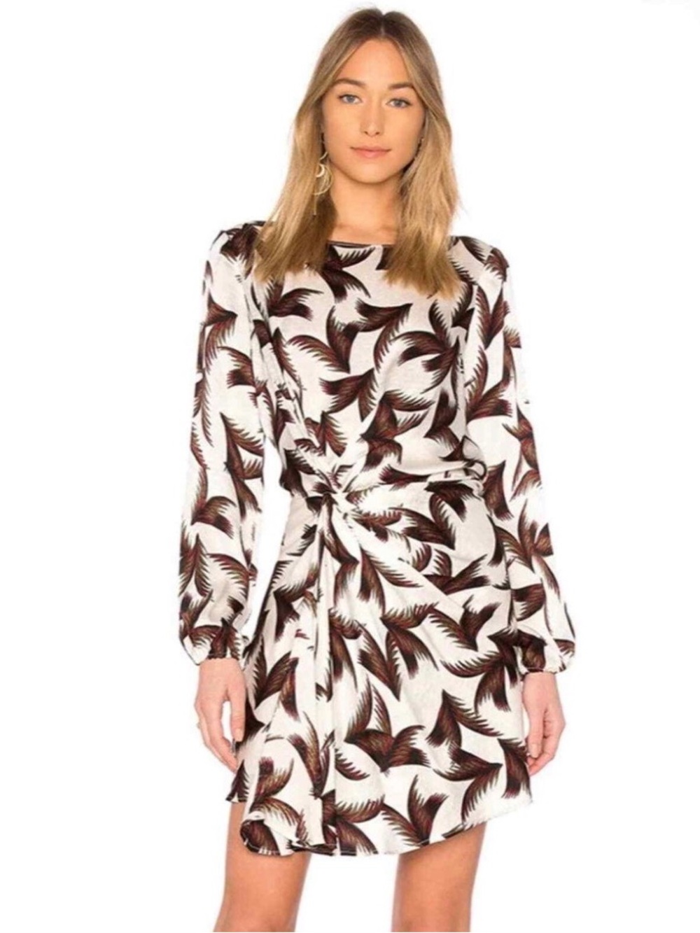 A.L.C. Freya 100% Silk Twist Front Mini Dress Cocktail Long Sleeve Size 10